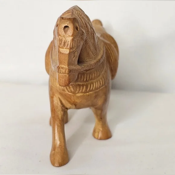 Wooden Horse Statue Hand Carved Showpiece Small Animal Sculptures for Home Decor - Picture 3 of 8